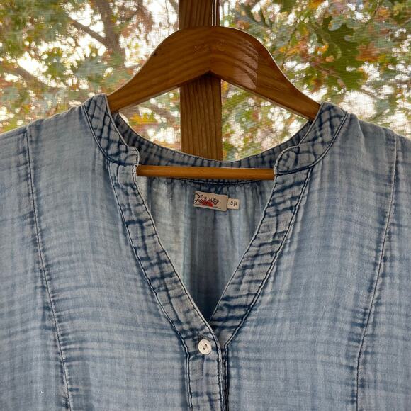 Faherty Dream Cotton Gauze Kasey Dress Indigo Wash Organic Cotton Size S - Picture 9 of 12